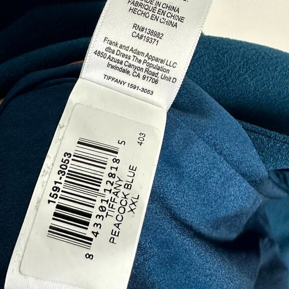 DRESS THE POPULATION Tiffany One-Shoulder Midi Dress in Peacock Blue XX-Large - Picture 8 of 13